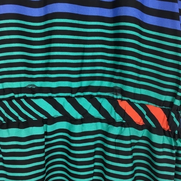 MERONA Sun Dress V Neck Hi Lo Drawstring Waist Stripe Sleeveless Size Small - Picture 10 of 11